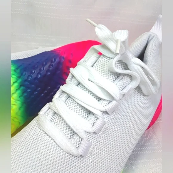 SHOES Women Sneakers Rainbow White Lightweight Casual Shoes Size 7 - Picture 3 of 13